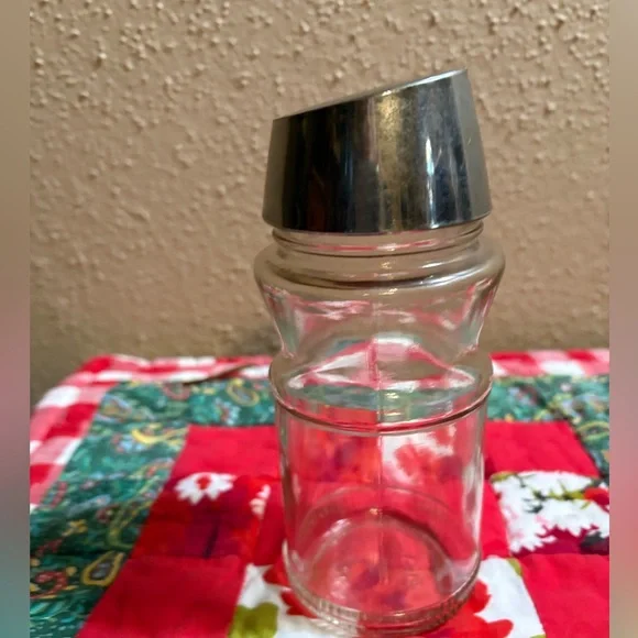 Vintage Clear Glass Sugar Shaker with Metal Lid